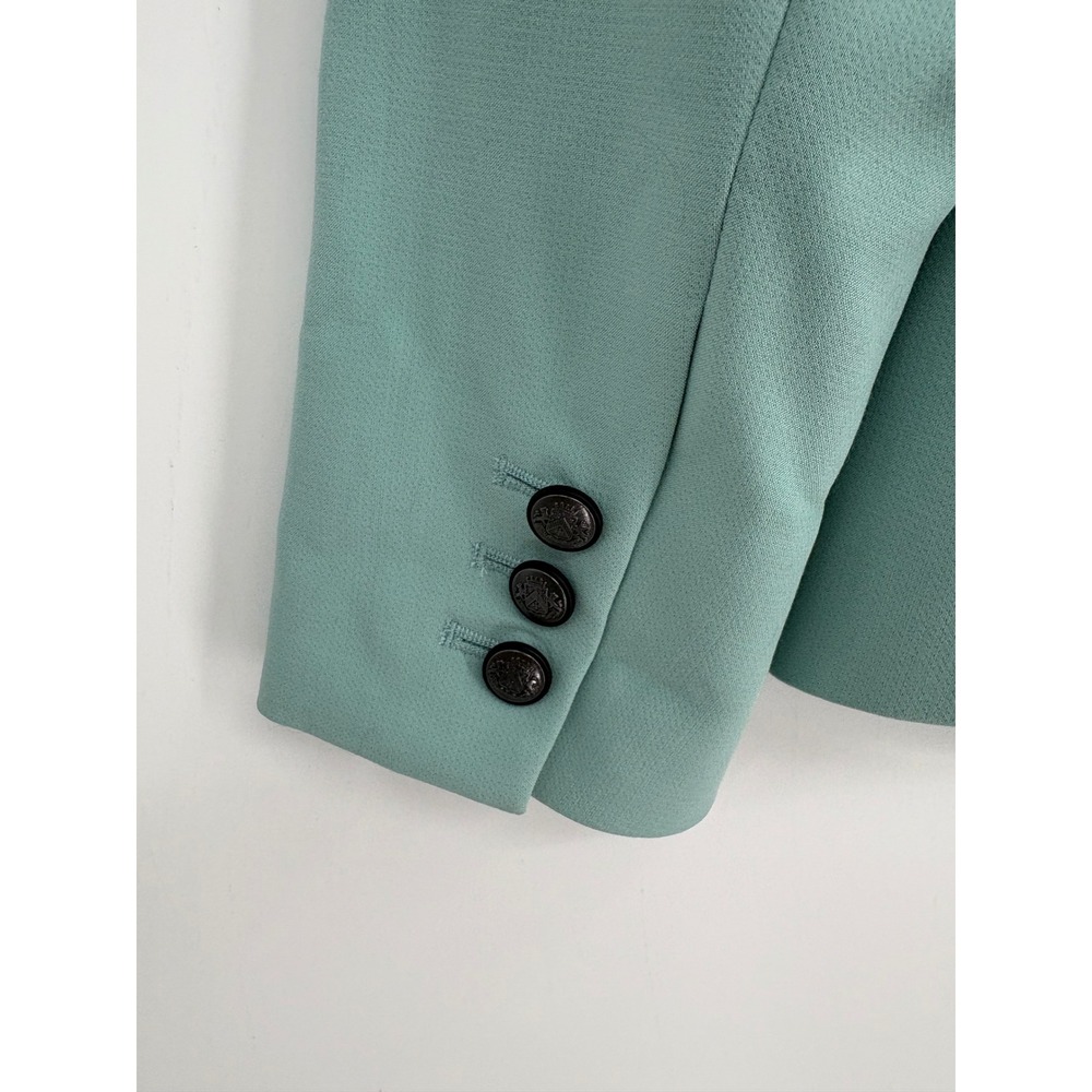 White House Black Market Blazer Womens 6 Green Double Breasted Crest Button Coat - Picture 5 of 10
